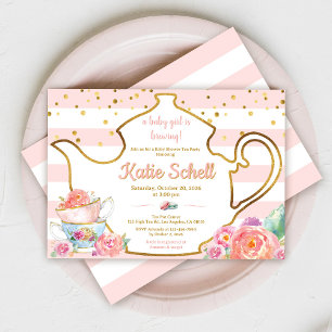 Ein Baby braut Baby Shower Tee mit rosafarbenen Bl Einladung