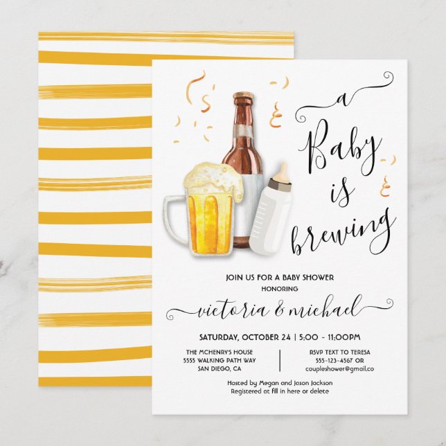 Ein Baby braut Babydusche und lädt ein Einladung (Vorne/Hinten)