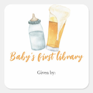 Ein Baby braut Bier - Baby's erste Bibliothek Quadratischer Aufkleber