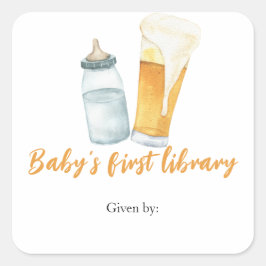 Ein Baby braut Bier - die erste Bibliothek des Bab Quadratischer Aufkleber