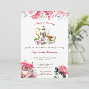 Ein Baby braut Blume Blush Baby Dusche Tee Inv Einladung