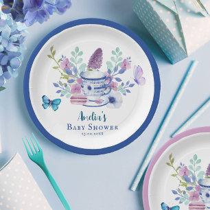 Ein Baby braut Blumenjungen Teetassen Babydusche Pappteller