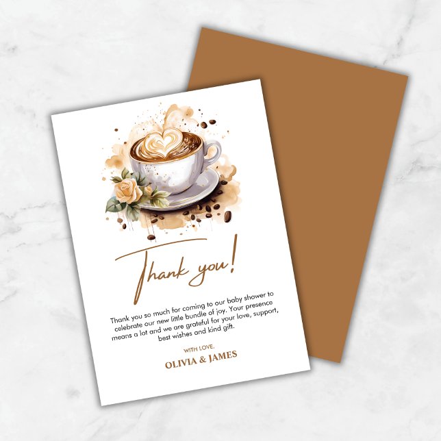 Ein Baby braut Brown Coffee Baby Dusche Dankeskarte (A Baby is Brewing Brown Coffee Baby Shower Thank You Card )
