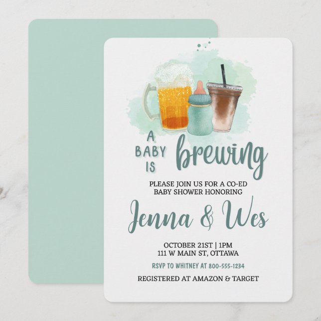 Ein Baby braut Co-Ed Babydusche Einladung (Vorne/Hinten)