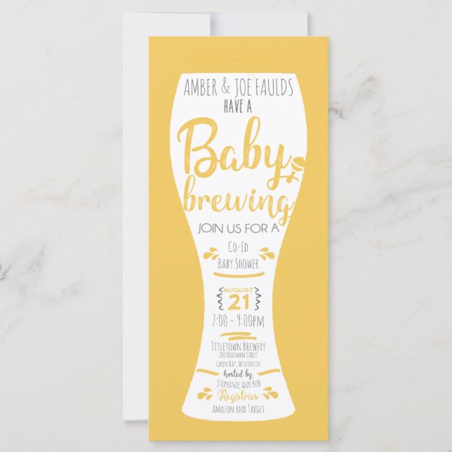 Ein Baby Braut Co-Ed Brauerei Baby Shower Einladun (Vorderseite)