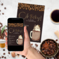 Ein Baby braut dunkeleisigen Kaffee Oh Babydusche