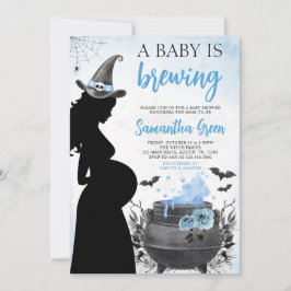 Ein Baby braut eine blaue Halloween-Babydusche Einladung