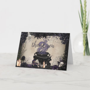 Ein Baby braut eine gotische Halloween-Babydusche Dankeskarte