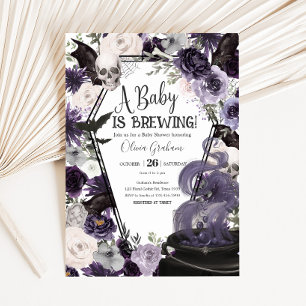 Ein Baby braut eine gotische Halloween-Babydusche Einladung