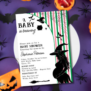 Ein Baby braut eine rosa grüne Halloween-Kinderdus Einladung