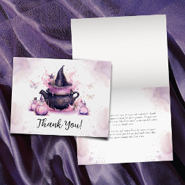 Ein Baby braut eine rosa Halloween-Kinderdusche Dankeskarte