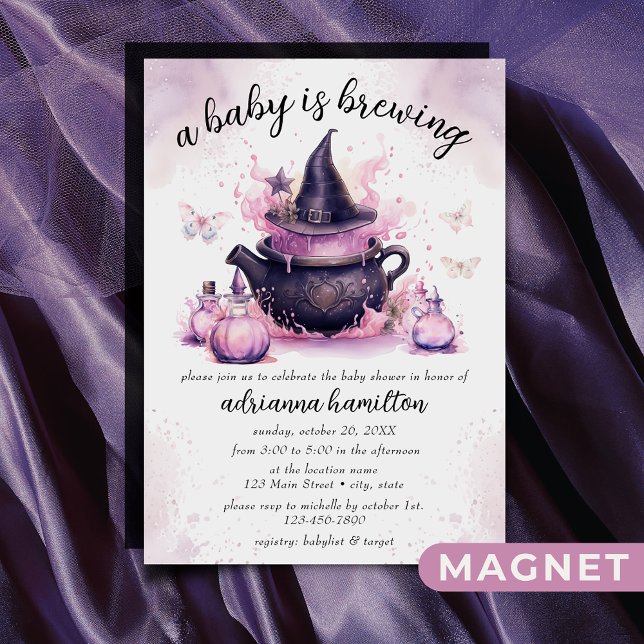Ein Baby braut eine rosa Halloween-Kinderdusche Magneteinladung (Von Creator hochgeladen)