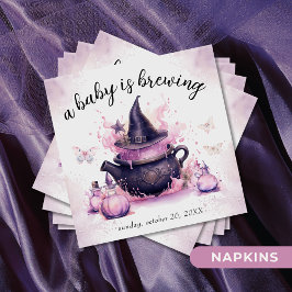 Ein Baby braut eine rosa Halloween-Kinderdusche Serviette