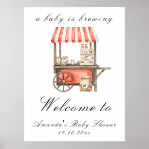 Ein Baby braut einen Kaffee-Karren-Baby-Shower-Emp Poster