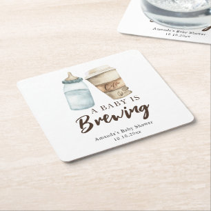 Ein Baby braut Flaschenkaffee-Baby-Party Rechteckiger Pappuntersetzer