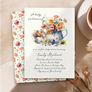 Ein Baby braut Florale Teekanne Baby Shower Einladung