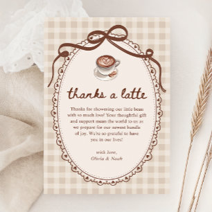 Ein Baby braut Gingham-Kaffee-Baby-Party Dankeskarte