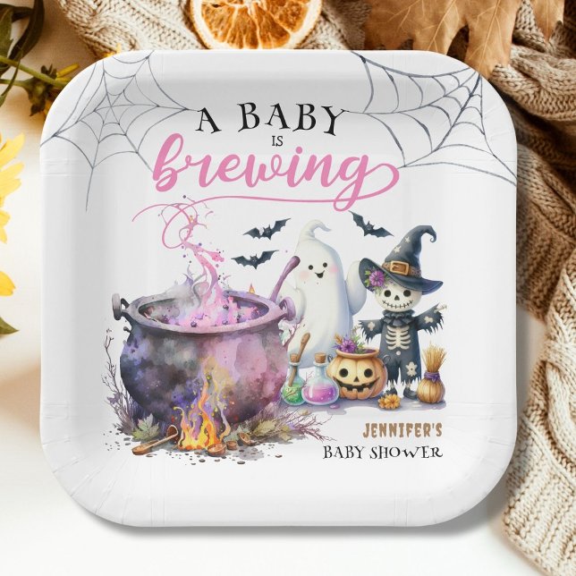 Ein Baby braut Girl Pink Halloween Babydusche Pappteller (Von Creator hochgeladen)