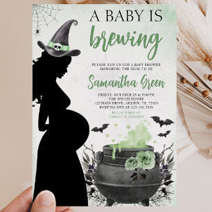 Ein Baby braut Grüne Halloween-Baby-Party Einladung