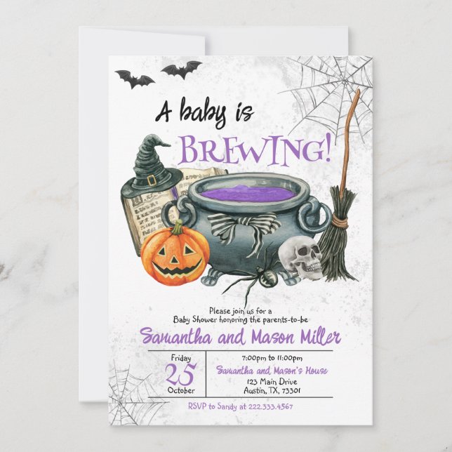 Ein Baby braut Halloween Baby Dusche Einladung (Vorderseite)