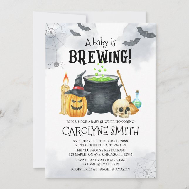 Ein Baby braut Halloween Baby Dusche Einladung (Vorderseite)