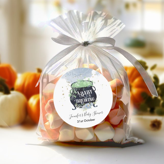 ein Baby braut Halloween Baby Shower Blue Runder Aufkleber (Von Creator hochgeladen)