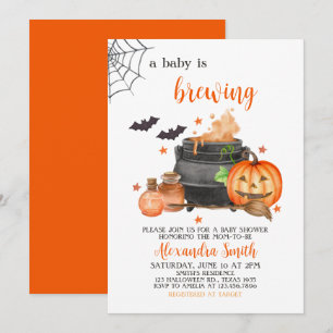 Ein Baby braut Halloween-Kinderdusche und lädt daz Einladung