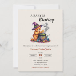 Ein Baby braut Halloween Teddybär & Cauldron Einladung