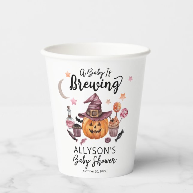 Ein Baby braut Jack-O-Lantern Halloween-Dusche Pappbecher (Vorderseite)