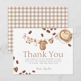 Ein Baby braut Kaffee - Baby Shower Dankeskarte
