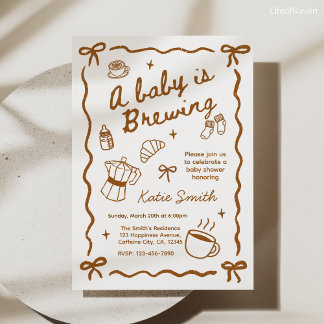 Ein Baby braut Kaffee - Baby Shower Einladung
