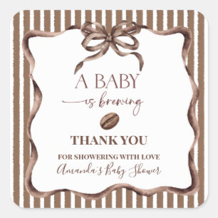 Ein Baby Braut Kaffee Baby Shower Party Quadratischer Aufkleber