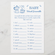 Ein Baby braut Kaffee Baby-Wort-Scramble-Spiel