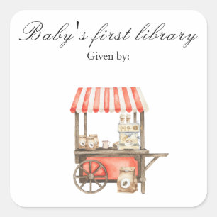 Ein Baby braut Kaffee - Baby's erste Bibliothek Quadratischer Aufkleber