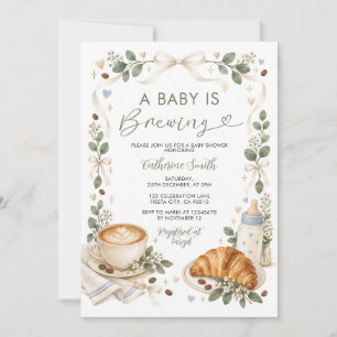 Ein Baby braut Kaffee-Croissant-Baby-Party Einladung
