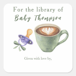 Ein Baby braut Kaffee - für die Bibliothek von Quadratischer Aufkleber