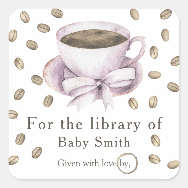 Ein Baby braut Kaffee - für die Bibliothek von Quadratischer Aufkleber (Vorderseite)