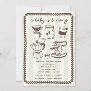 Ein Baby braut Kaffee Grüne neutrale Babyparty Einladung