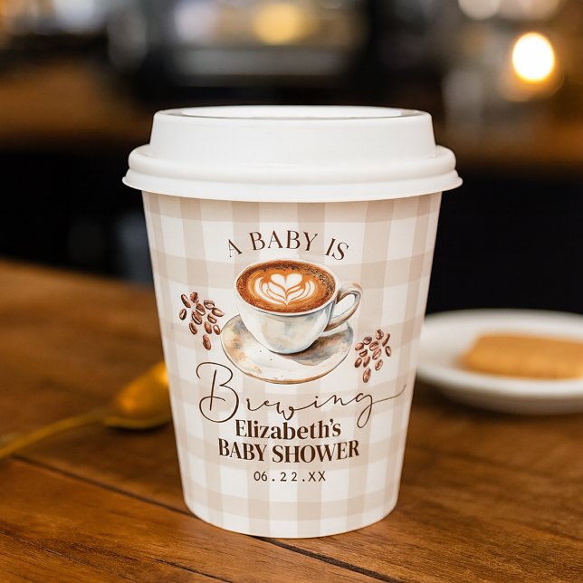 Ein Baby braut Kaffee Motto Baby Shower Pappbecher (A Baby is Brewing Coffee Theme Baby Shower Paper Cups)