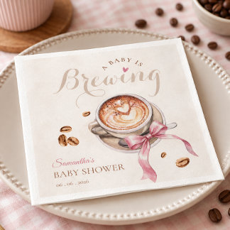 Ein Baby braut Kaffee rosa Schleife Babyparty Serviette