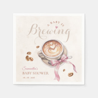 Ein Baby braut Kaffee rosa Schleife Babyparty Serviette