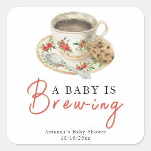 Ein Baby braut Kaffee-Tasse Baby-Party Quadratischer Aufkleber