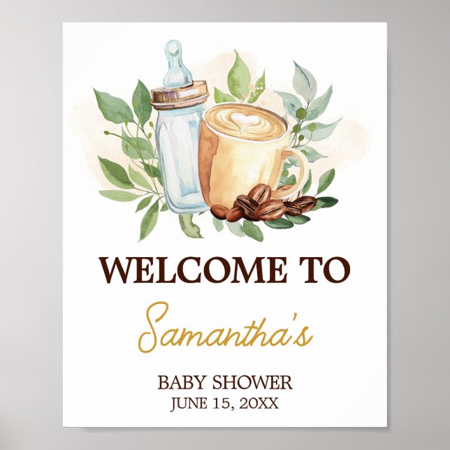 Ein Baby braut Kaffee Willkommensschild Poster (Vorne)