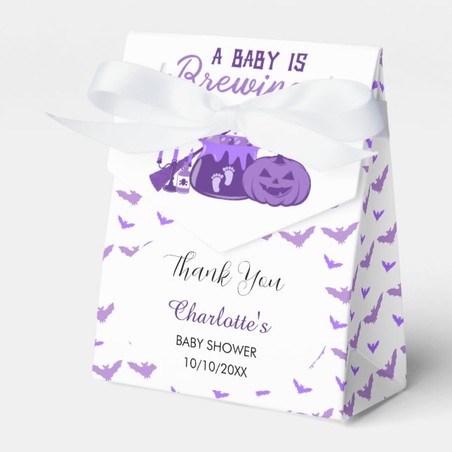 Ein Baby braut Lila Halloween-Kinderdusche Geschenkschachtel (Vorderseite)