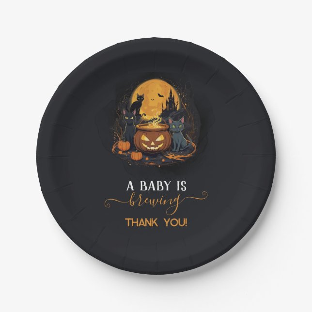 Ein Baby braut Niedliche Halloween-Kinderdusche Pappteller (Vorderseite)