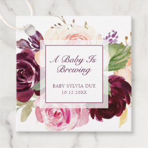 Ein Baby braut Pflaumenflora-Girl-Babydusche Geschenkanhänger