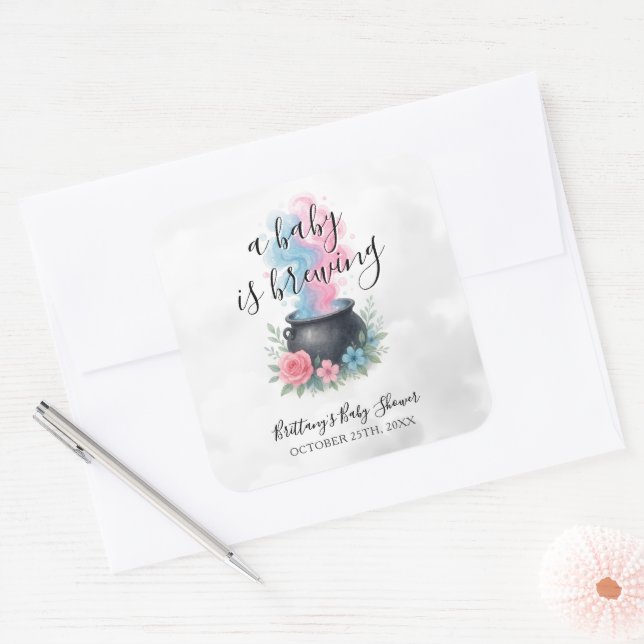 Ein Baby braut rosa und blaue Kessel Quadratischer Aufkleber (Umschlag)