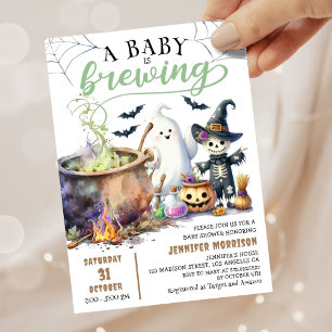 Ein Baby braut sich zusammen - Hellgrüne Halloween Einladung