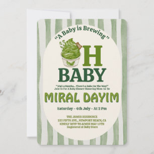 Ein Baby braut sich zusammen "Oh Baby" Matcha Baby Einladung