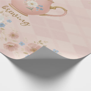 Ein Baby braut Tea Party Rosa Kariertes Baby Showe Geschenkpapier